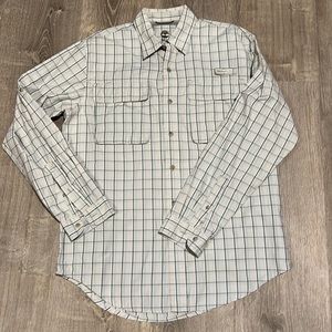 Timberland Tan, Blue and White Button Down Shirt